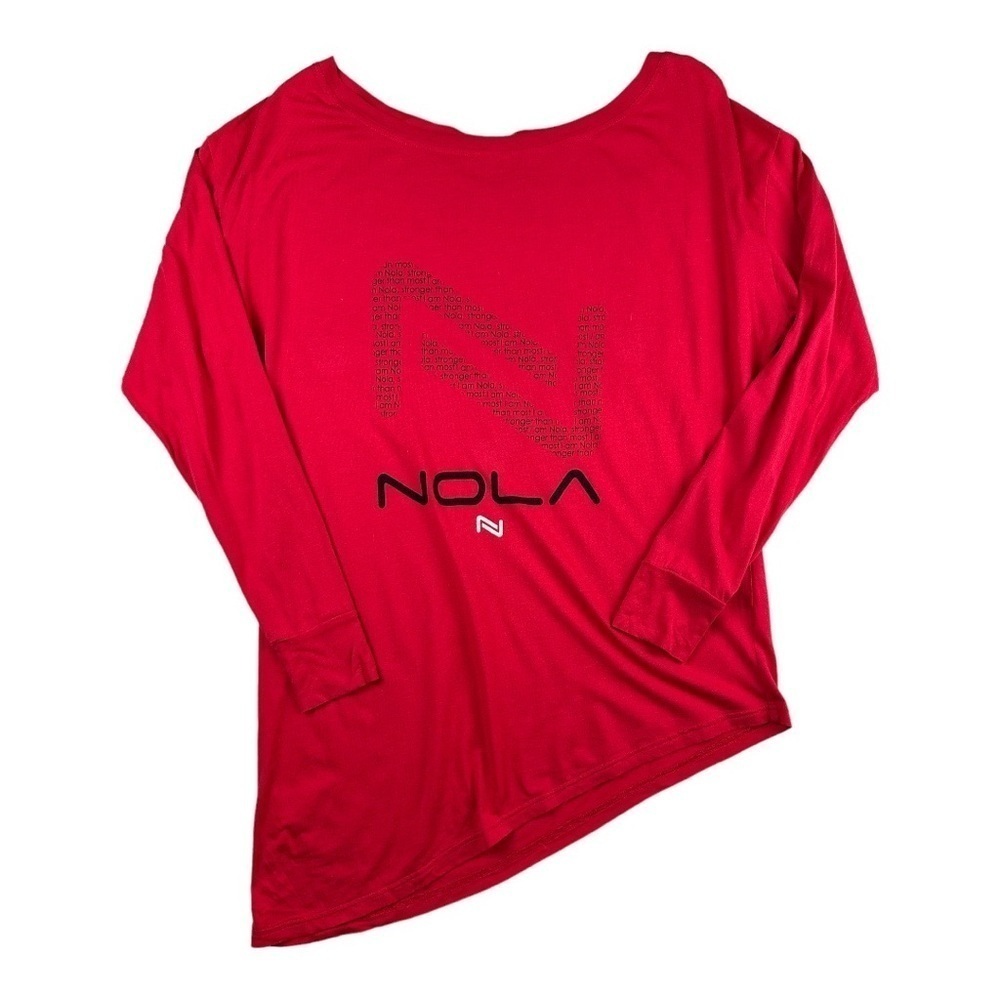 Nola Oversized Off The Shoulder Workout Shirt Red Size 1X